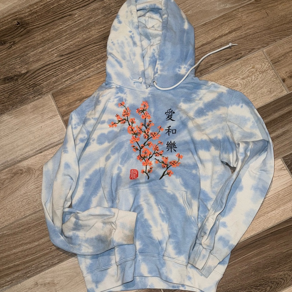 Artist Union Clothing Co. Sky Blue Hoodie with Floral Accents
